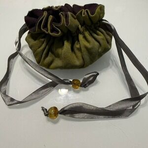 Handmade‎ African Fabric Drawstring Pouch | Army Green & Brown